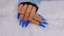Load and play video in Gallery viewer, Blue and White Marble Nails|NailzFirst
