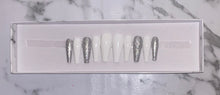 Load image into Gallery viewer, White and Silver Glitter Press on Nails|NailzFirst
