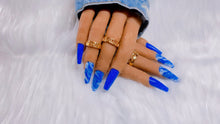 Load image into Gallery viewer, Blue and White Marble Nails|NailzFirst
